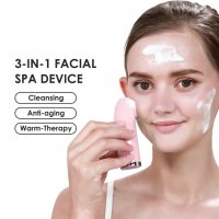 SVK CUTILY 3-в-1 звукова четка за почистване на лице от силикон с подгряване, почистващ масажор за л, снимка 4 - Други - 40138203