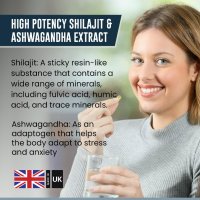 Shilajit 60 вегански капсули - 1300 mg на порция с ашваганда, добавка за издържливост и стрес, снимка 4 - Хранителни добавки - 43504681