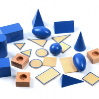 Сини геометрични тела Монтесори в кутия с поставки и знаци , снимка 8 - Образователни игри - 36478729