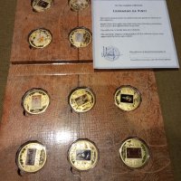 Колекция от 10 позлатени плакети с картините на Леонардо да Винчи, снимка 1 - Нумизматика и бонистика - 43715791