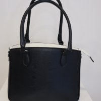 Елегантна дмаска чанта от кожа в черен цвят , снимка 2 - Чанти - 43477560