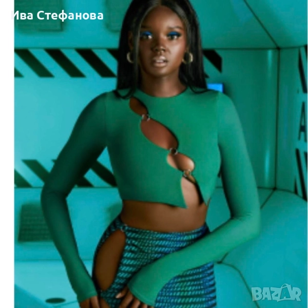 Нова елегантна парти зелена блуза топ Oh Polly , снимка 1