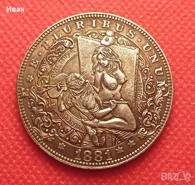 Реплика на 1 долар 1881 с еротични мотиви., снимка 1