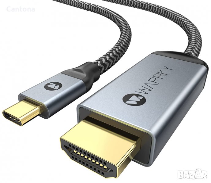 WARRKY USB C към HDMI кабел 4K, Thunderbolt 3 към HDMI адаптер, 2 метра, снимка 1