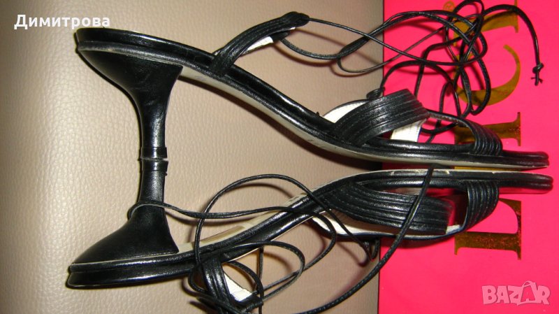 Естествена кожа-елегантни сандали с връзки, снимка 1