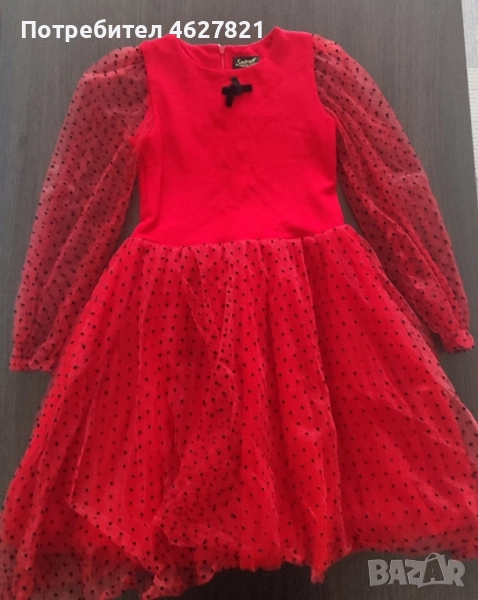 Червена рокля 140 размер., снимка 1