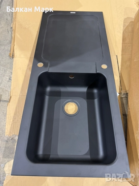 Мивка CAREA Botia – минерален композит, черна, нова с комплект, снимка 1