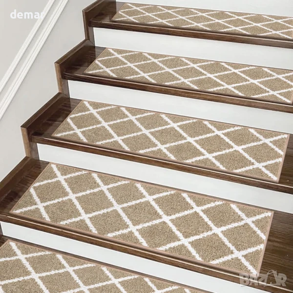 COSY HOMEER 15 броя противоплъзгащи полиестерни подложки за стълби, бежови, снимка 1