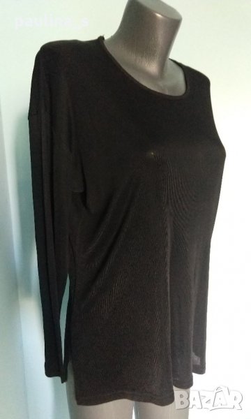 Туника / блуза с дълъг ръкав / ацетатна коприна "Fendi"® / кожен ефект, снимка 1