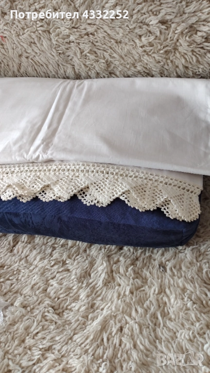 Долен спален чаршаф с дантела ръчно плетена, снимка 1