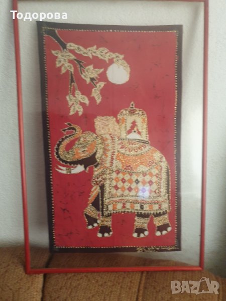 Ръчно рисувана индийска авторска  коприна, снимка 1