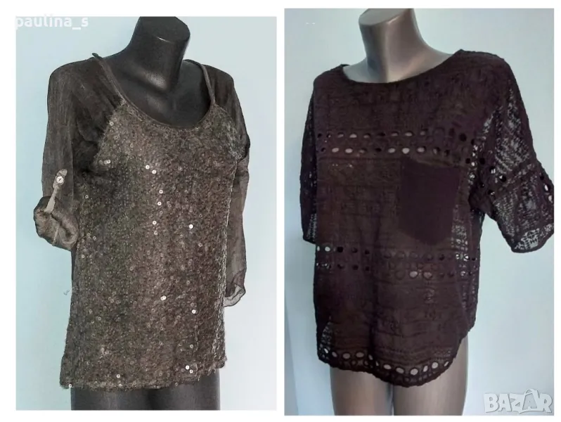 Два различни броя / Блуза тип туника с пайети и рязана бродерия / Italy , снимка 1