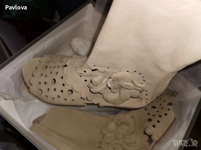 марка MANAS Естествена кожа Набук обувки високи сандали, снимка 1