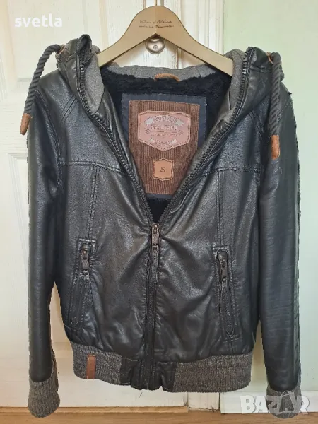 Кожено яке,естествена кожа с качулка., снимка 1