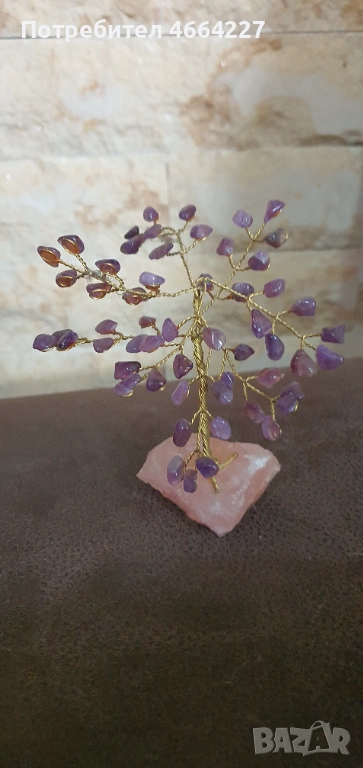 Кристално дърво изцяло изработено от естествени камъни, снимка 1