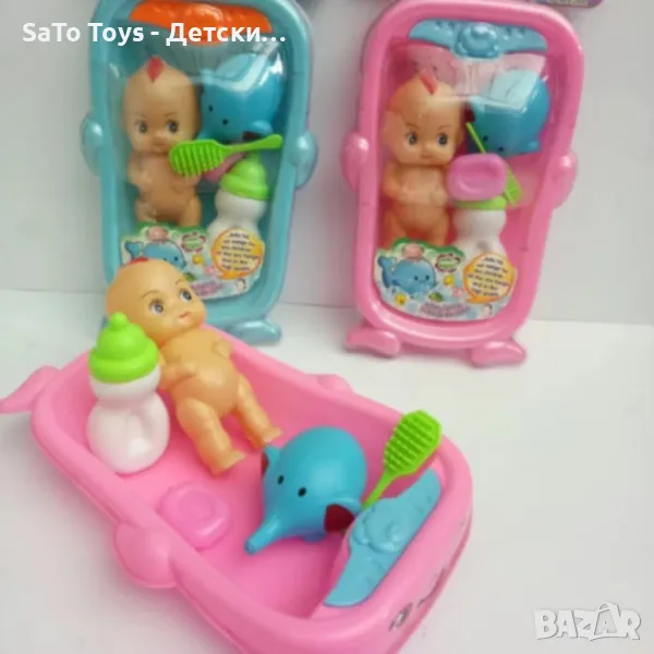Комплект за деца - Кукла с бебешка вана и аксесоари за баня, снимка 1