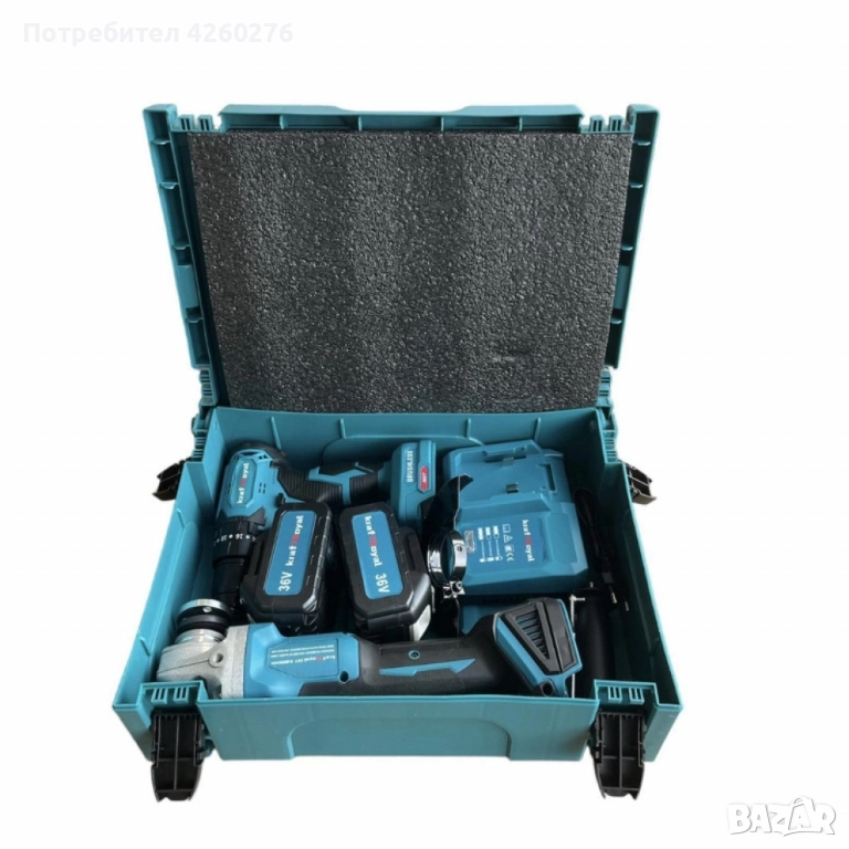 Комплект акумулаторни Ударен Винтоверт и Безчетков Ъглошлайф /36V, 8Ah, снимка 1
