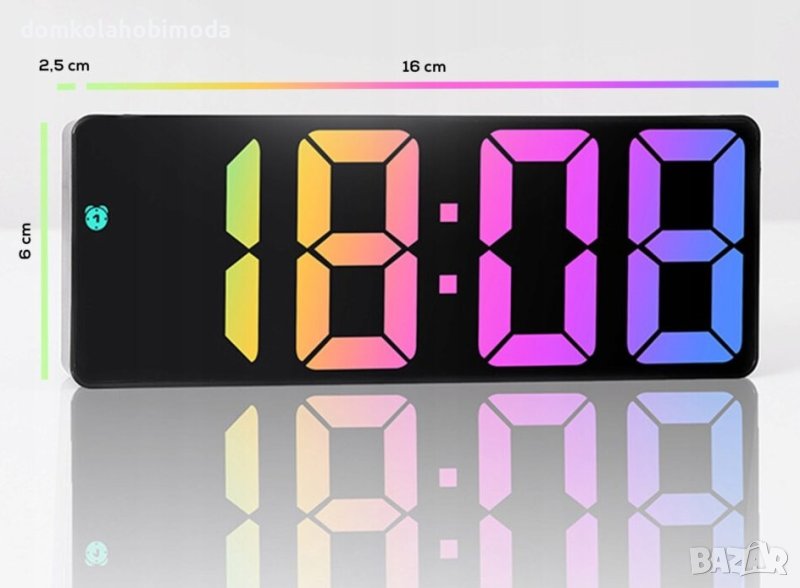 Часовник с LED RGB подсветка, С функция будилник, снимка 1