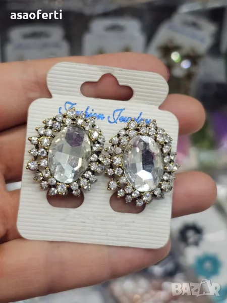 Обеци с кристали и камъни #14525-2, снимка 1