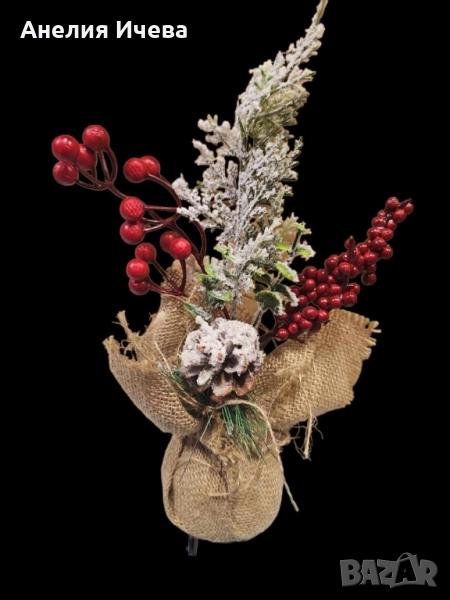 Изкуствена коледна декорация; коледен букет, снимка 1