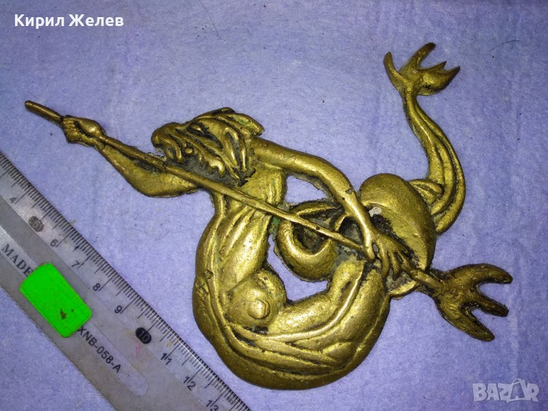 ТРИТОН МИТИЧНО МОРСКО ЧУДОВИЩЕ Стар БРОНЗОВ БАРЕЛЕФ ПАНО За КОЛЕКЦИЯ ТЕМАТИЧНА УКРАСА БРОНЗ 24687, снимка 1