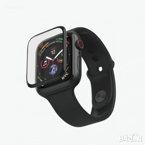 Стъклен протектор за Apple Watch 7 44mm Black, снимка 1