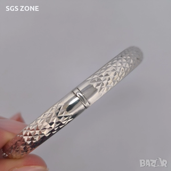 Сребърна гривна с диамантено шлифоване, снимка 1