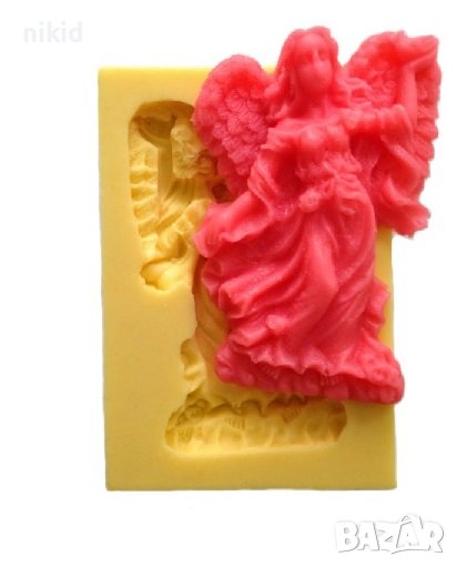 Права жена с ангелски крила ангел силиконов молд форма фондан гипс калъп декор, снимка 1