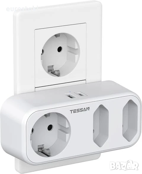 TESSAN Троен щепсел за контакт,  с USB C и USB A, 3600 W , снимка 1
