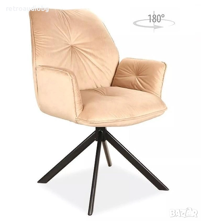 Кресло Боги 2 Кадифе в бежов цвят, снимка 1