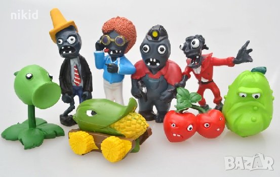 8 Plants vs Zombies Зомбита срещу растения пластмасови фигурки PVC за игра и украса торта играчки, снимка 1