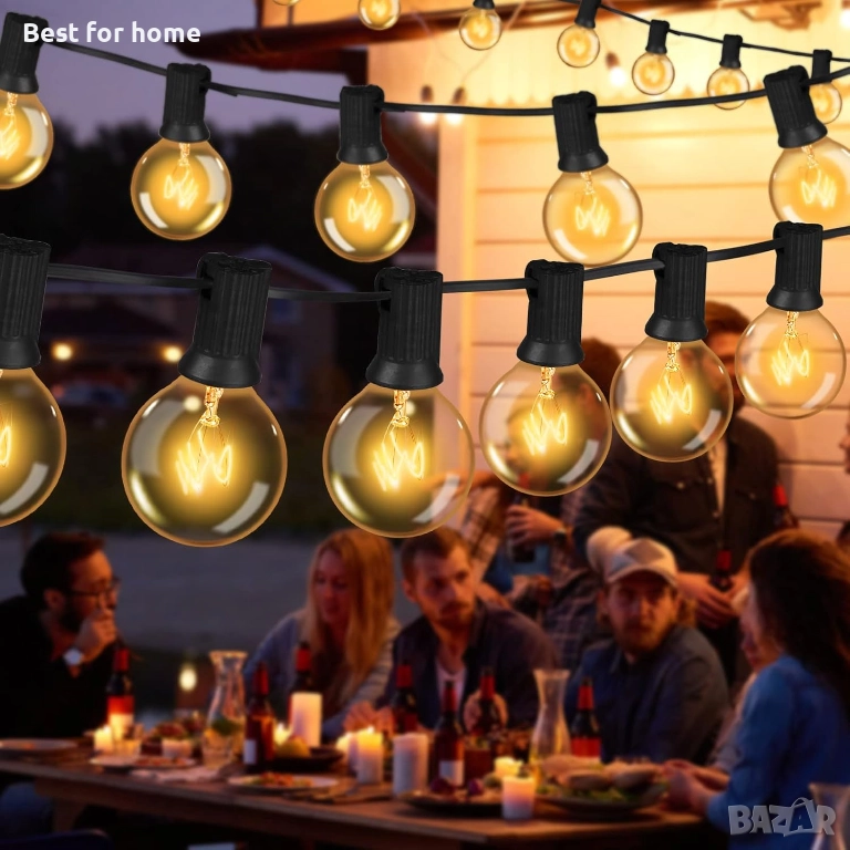  GPATIO 30 м външна гирляндова лампа с 50 + 2 LED крушки, водоустойчива  с дистанционно управление, снимка 1