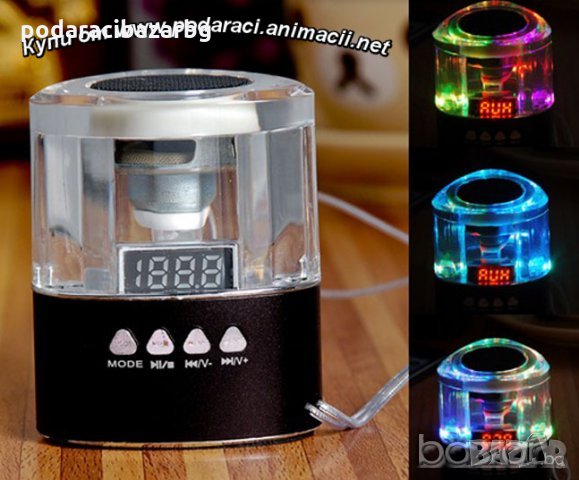 КРИСТАЛНА LED КОЛОНКА С FM РАДИО!  MP3 МИНИ СТЕРЕО ДЖАДЖА ;), снимка 1