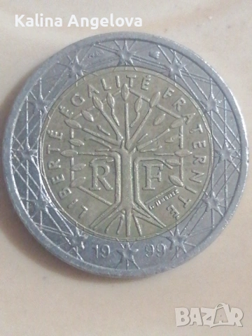 Монета френска от 2 веро рядка от 1999г