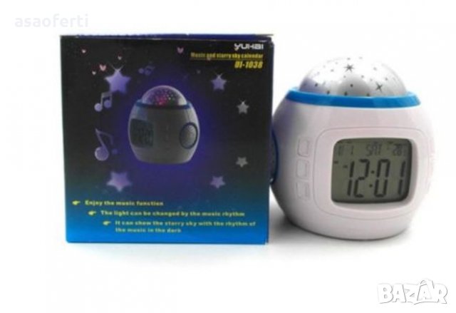 Музикална лед лампа с часовник, термометър и календар- ОЕМ Music and Story sky 1038, снимка 3 - Музикални играчки - 27333620