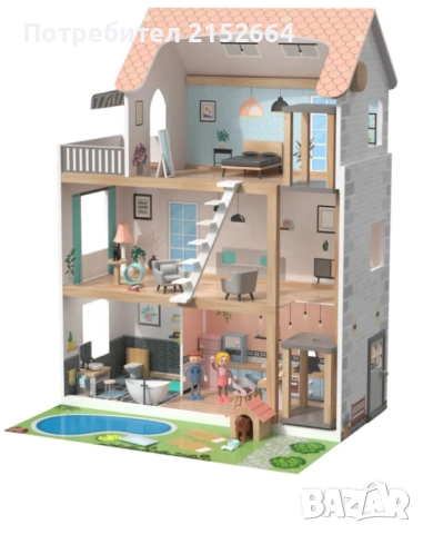 Дървена къща за кукли Lupilu, снимка 3 - Други - 52455334