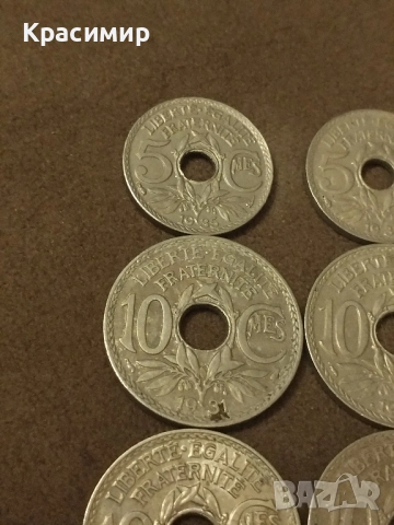 5-10 Сантима Франция 1921 г., снимка 8 - Нумизматика и бонистика - 51883153