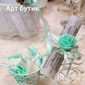 Мини дръвчета   и ретро колело с покана на гости на сватба, снимка 4 - Декорация - 52742238