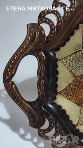 Голям гравиран меден поднос с дръжки, снимка 4 - Антикварни и старинни предмети - 52544537