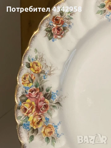 Vintage чиния с рози от H. Aynsley & Co Ltd, Стаффордшир, Англия, снимка 4 - Антикварни и старинни предмети - 51396004