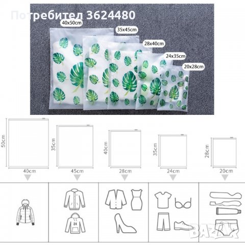 Пликове с цип за съхранение на козметика и дрехи за пътуване - Комплект от 5 броя в различни размери, снимка 8 - Други стоки за дома - 39959840