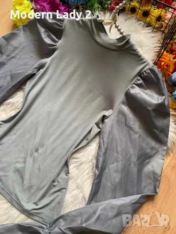 Нова сива елегантна блуза, снимка 3 - Блузи с дълъг ръкав и пуловери - 50999652