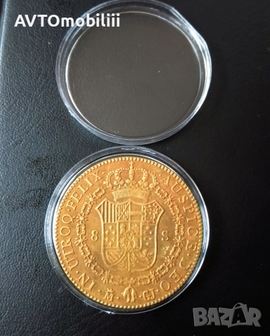 Позлатена голяма испанска монета, снимка 2 - Нумизматика и бонистика - 52858540
