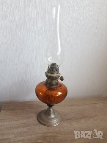 Стара настолна лампа кафяво стъкло