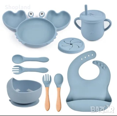 Бебешки силиконов комплект за хранене, снимка 2 - Прибори, съдове, шишета и биберони - 43950108