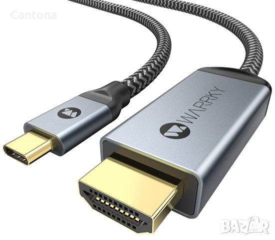 WARRKY USB C към HDMI кабел 4K, Thunderbolt 3 към HDMI адаптер, 2 метра