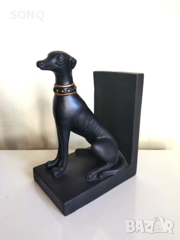 Красив Дървен Стопер За Книги-Куче Хрътка