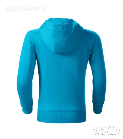 Нов детски суичър с ЦИП и качулка в тюркоазено син цвят, снимка 3 - Детски анцузи и суичери - 47969862
