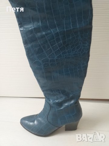 Красиви петролено сини чизми , снимка 6 - Дамски ботуши - 32582542