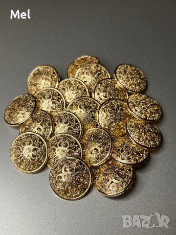 Луксозни златисти метални копчета, диаметър: 20мм/2см, кръгли, снимка 1 - Други - 43898772